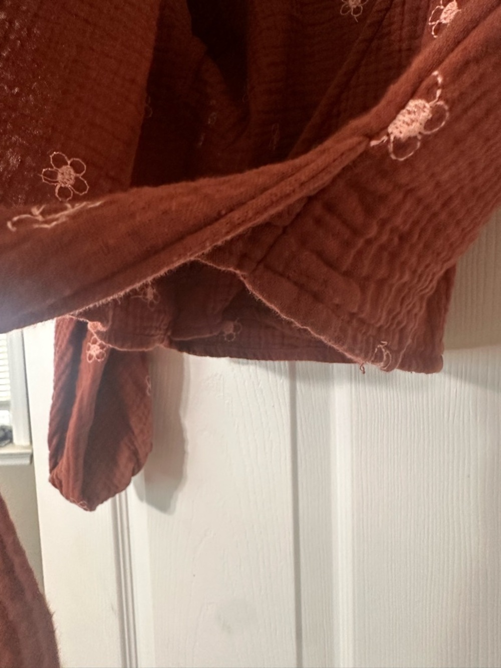 Madewell Wrap Front Rust Floral Tie-Waist Top - Picture 2 of 8